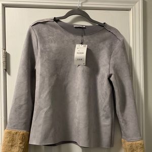 Suede long sleeve sweater